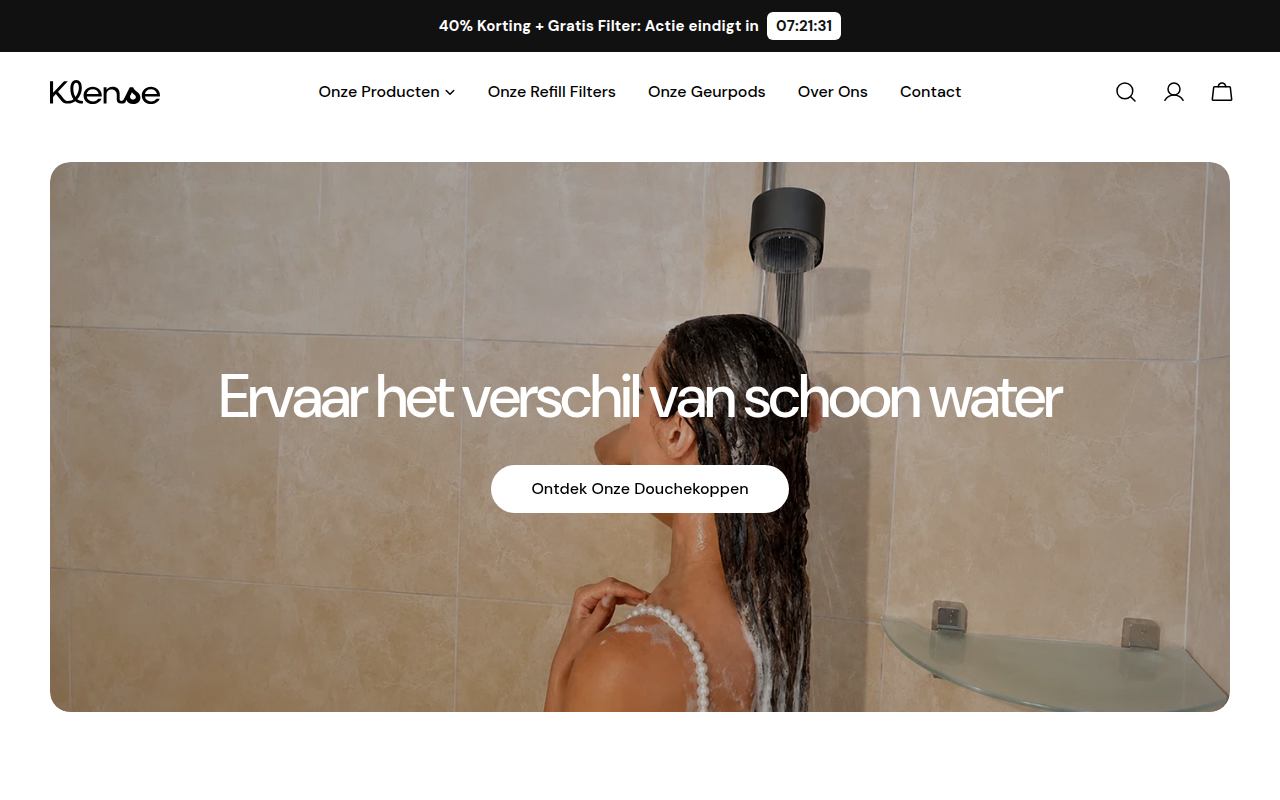 Screenshot van klense.nl