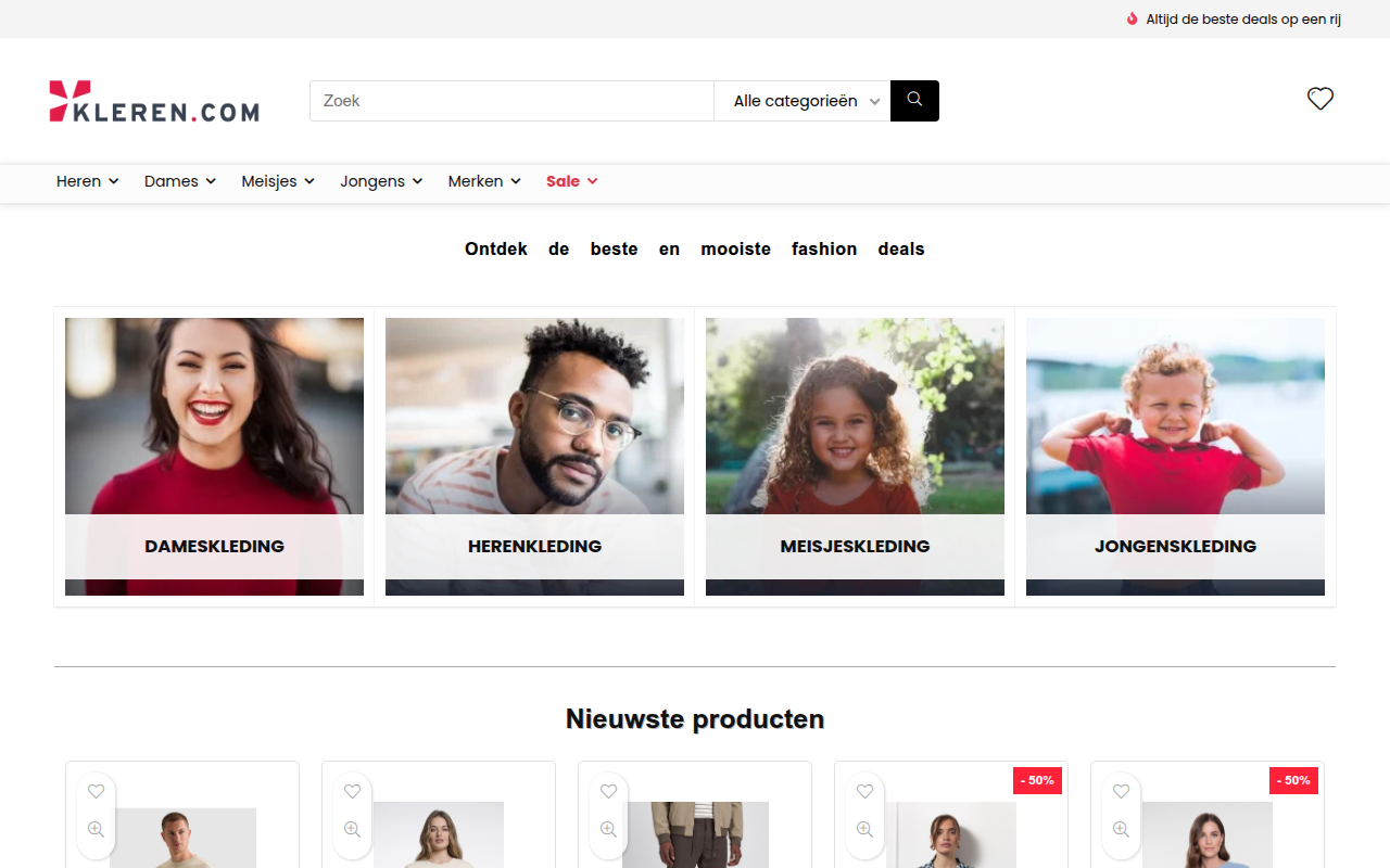 Screenshot van kleren.com