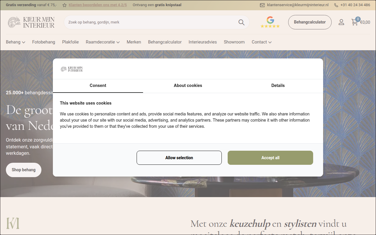 Screenshot van kleurmijninterieur.nl