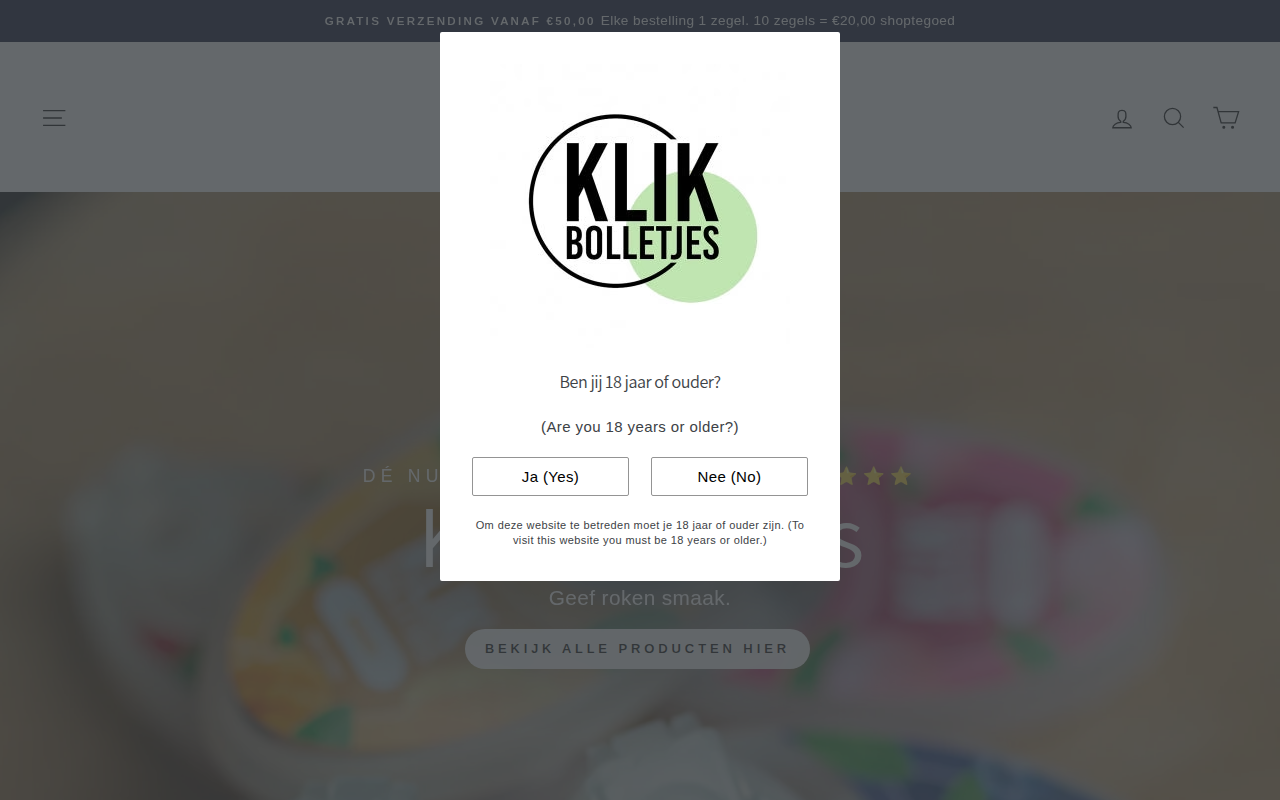 Screenshot van klikbolletjes.nl