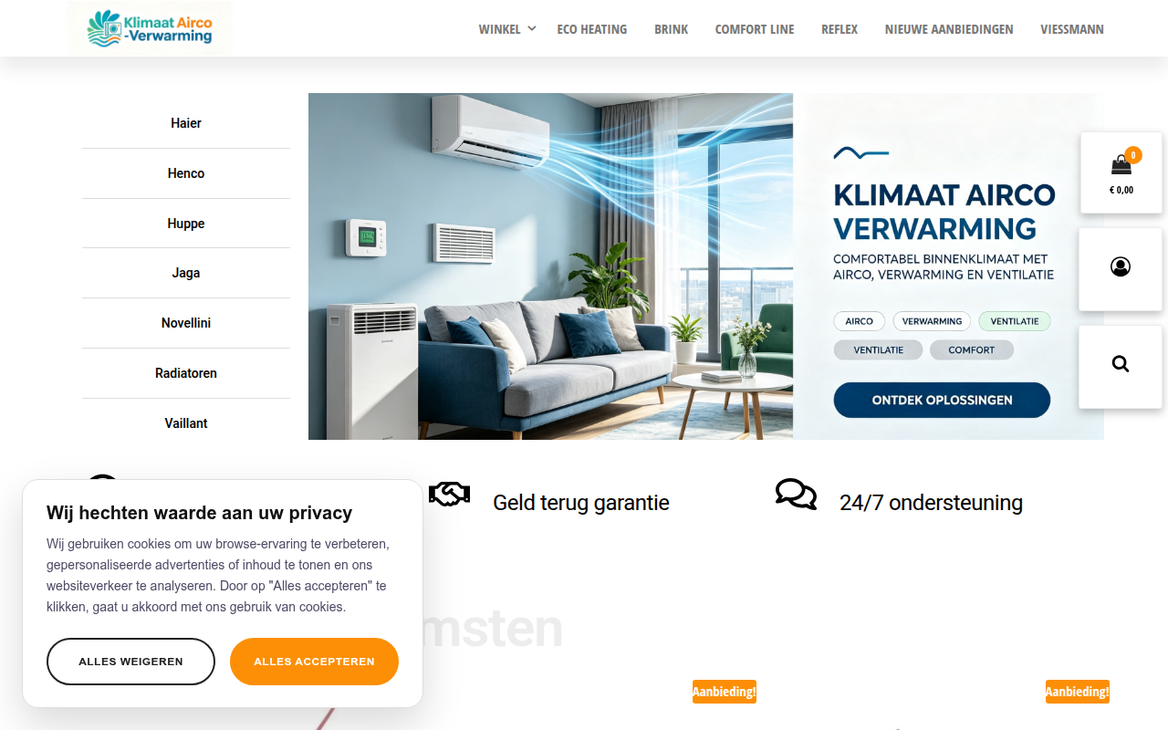 Screenshot van klimaat-airco-verwarming.com