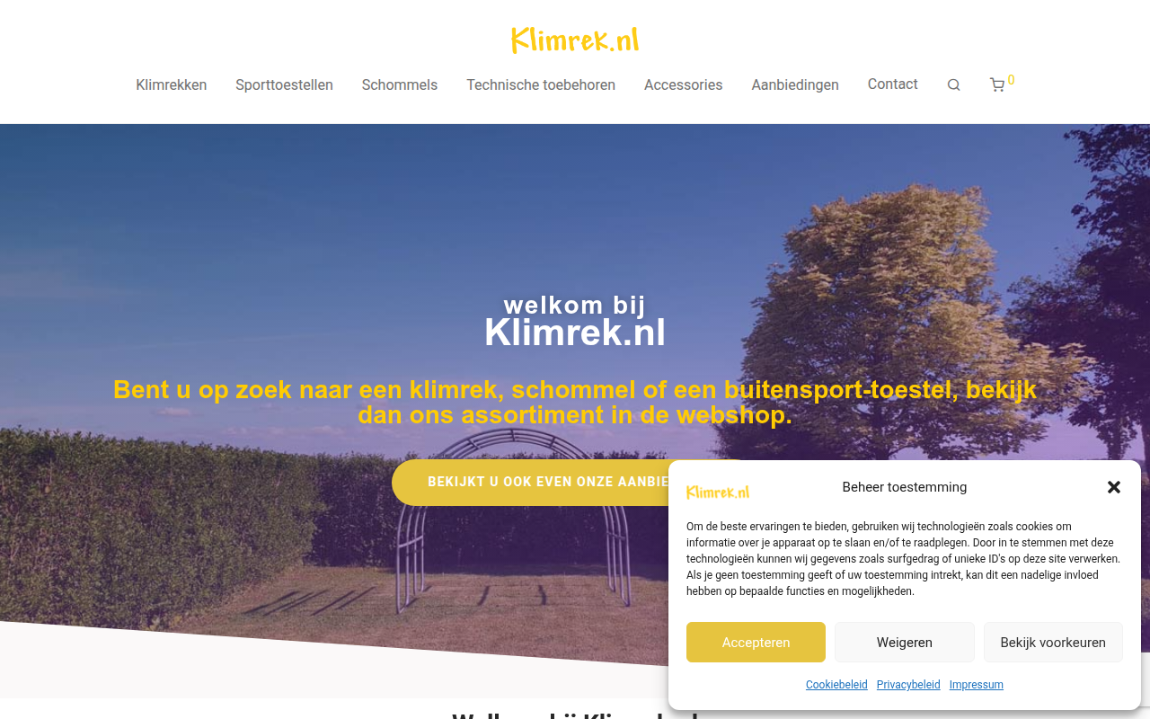 Screenshot van klimrek.nl
