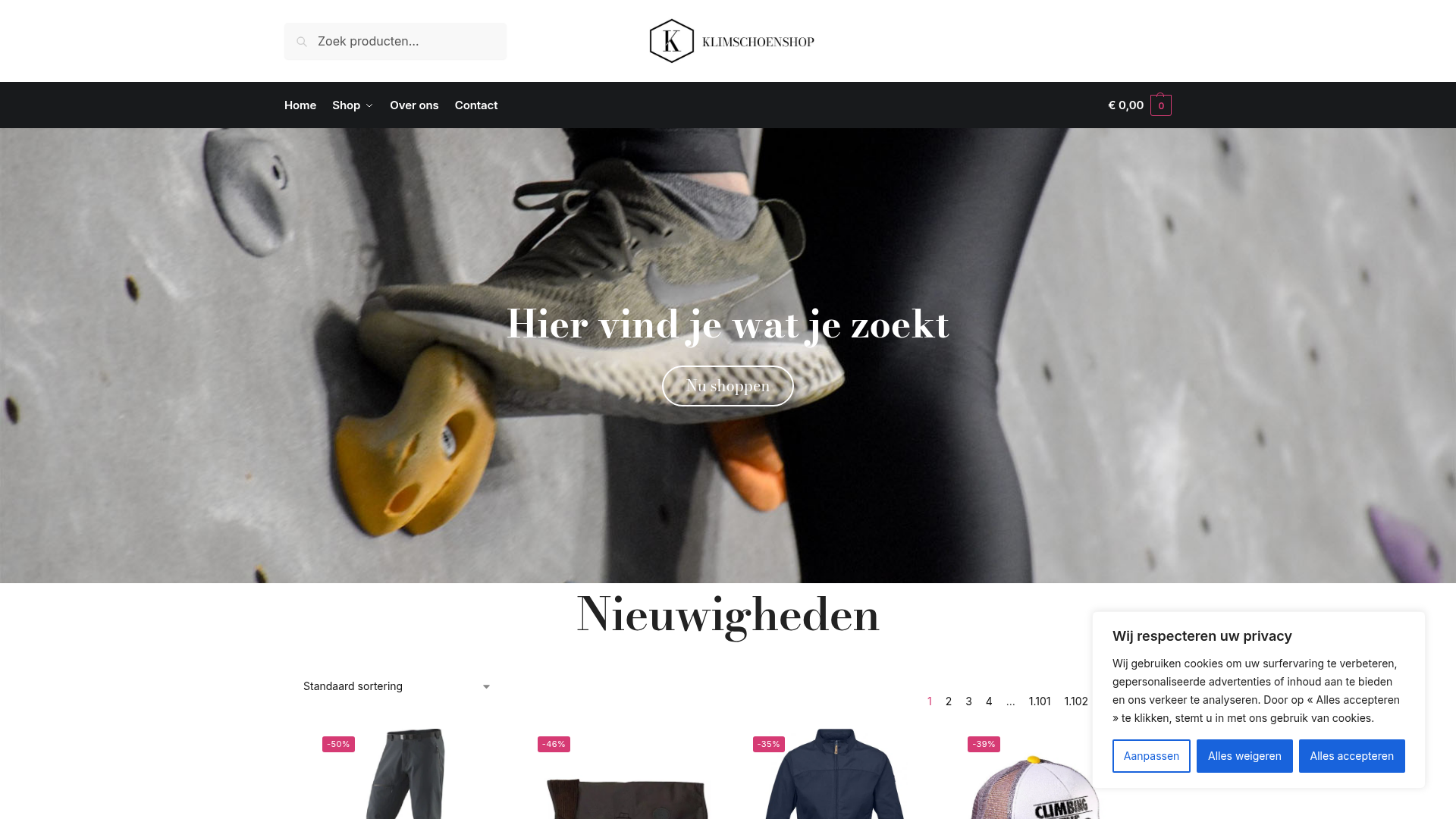 Screenshot van klimschoenshop.com