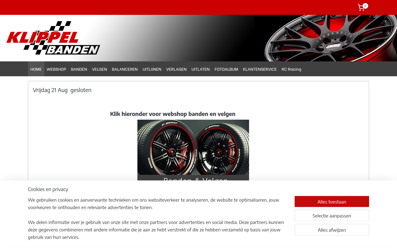 Screenshot van klippelbanden.nl