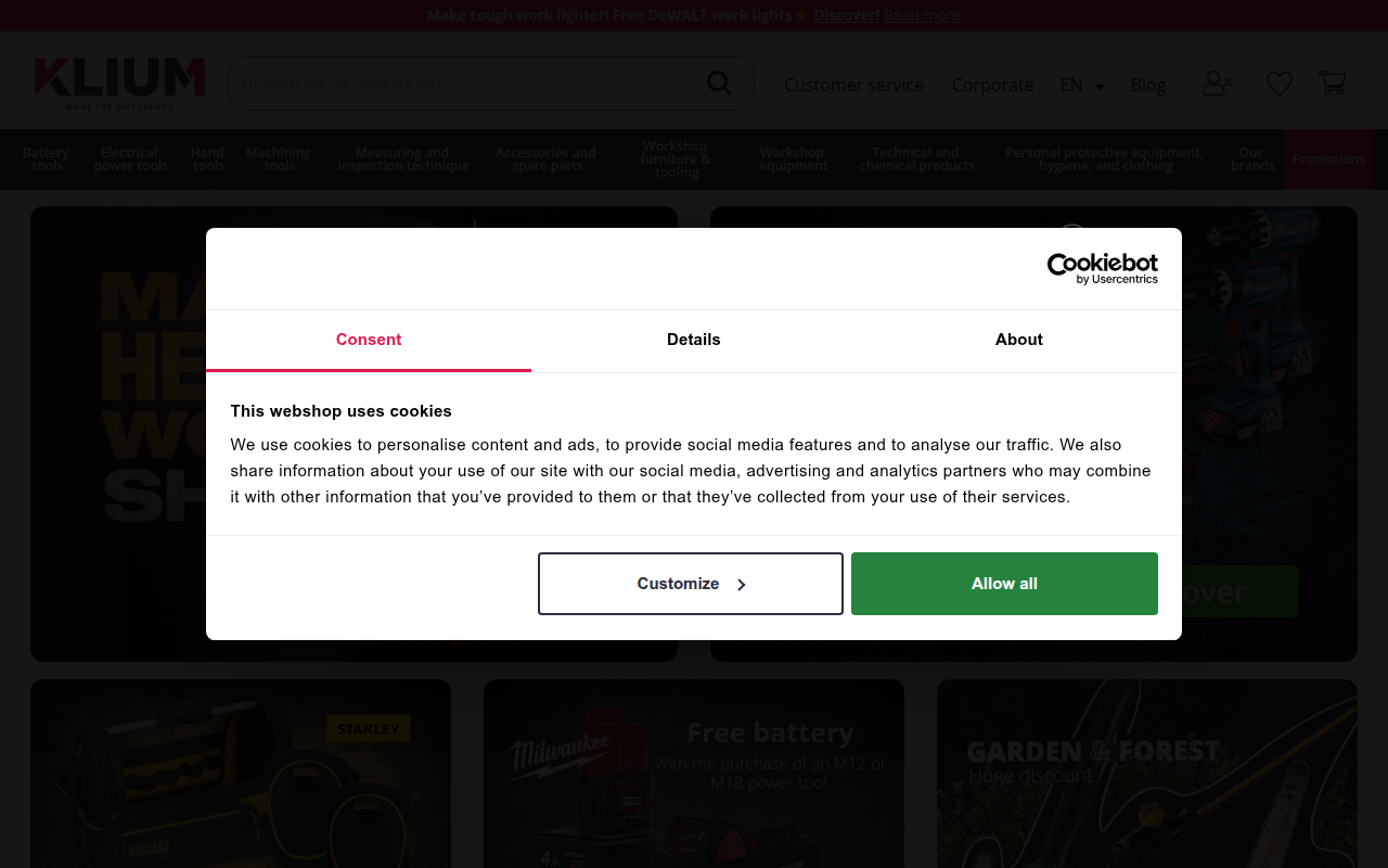 Screenshot van klium.nl