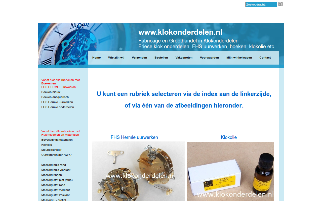 Screenshot van www.klokonderdelen.nl