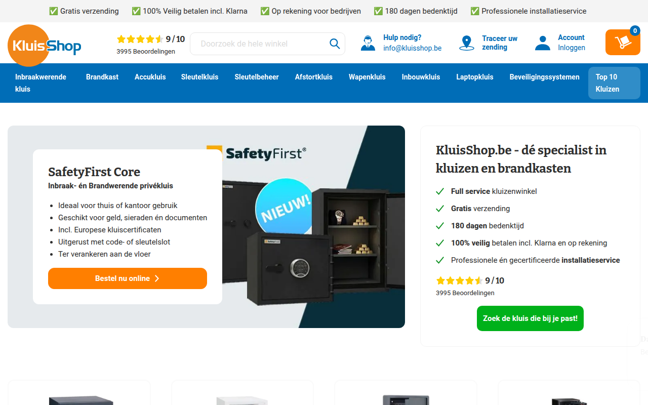 Screenshot van kluisshop.be