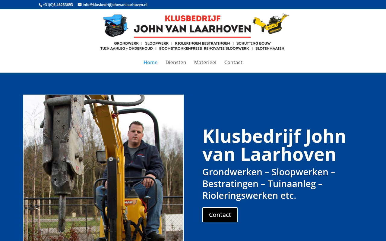 Screenshot van klusbedrijfjohnvanlaarhoven.nl