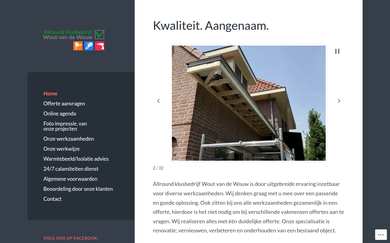 Screenshot van klusbedrijfwoutvandewouw.nl