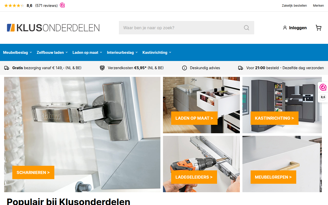 Screenshot van klusonderdelen.nl