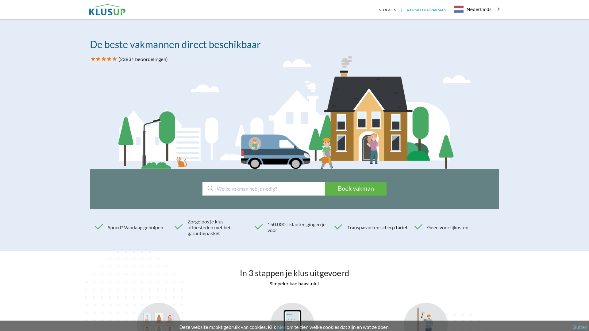 Screenshot van klusup.nl