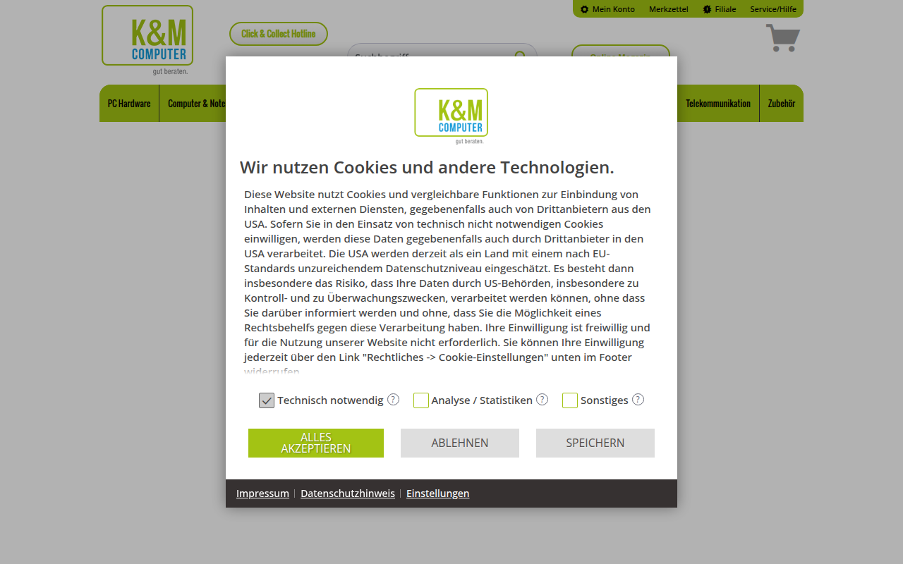Screenshot van kmcomputer.de