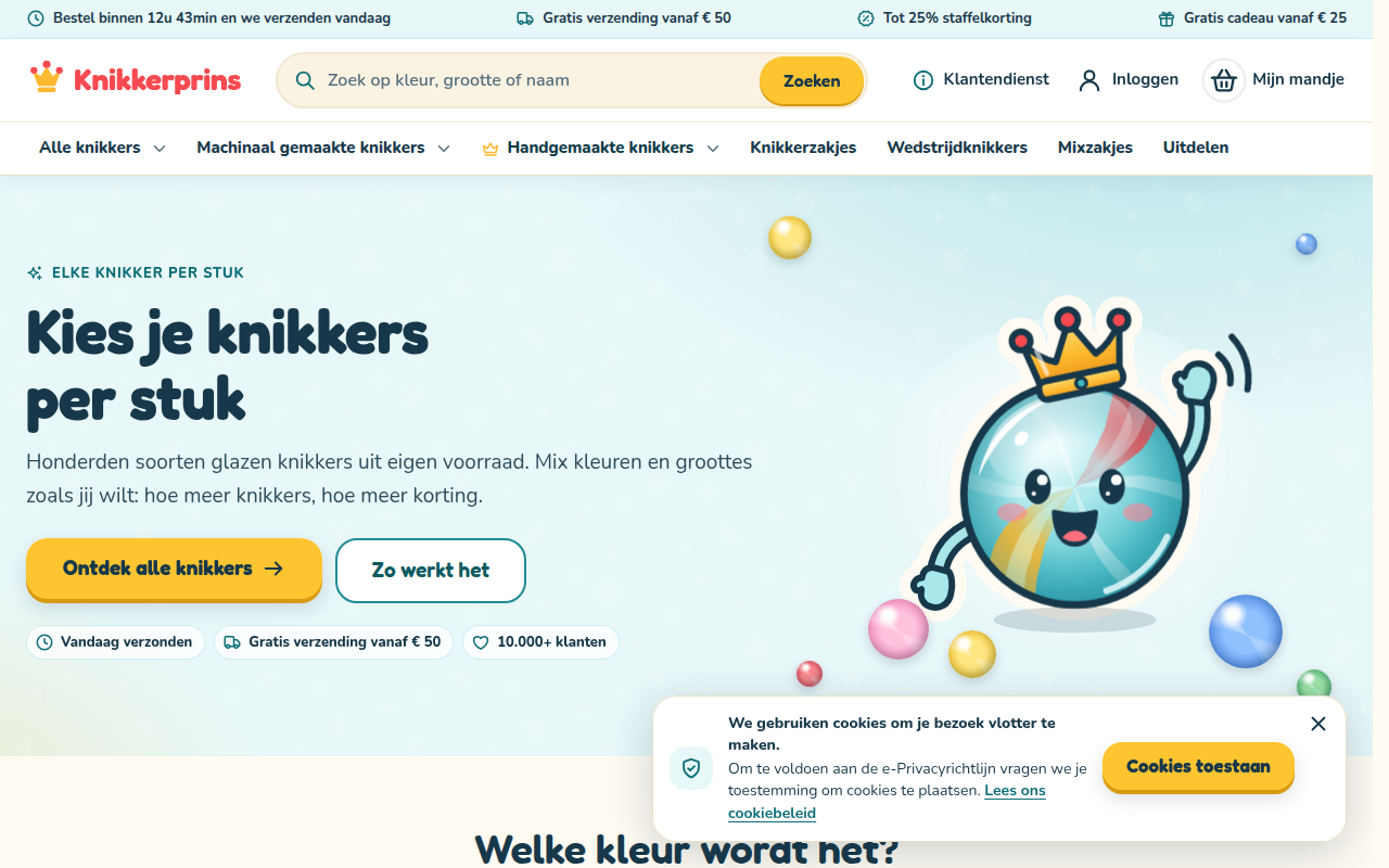 Screenshot van knikkerprins.com