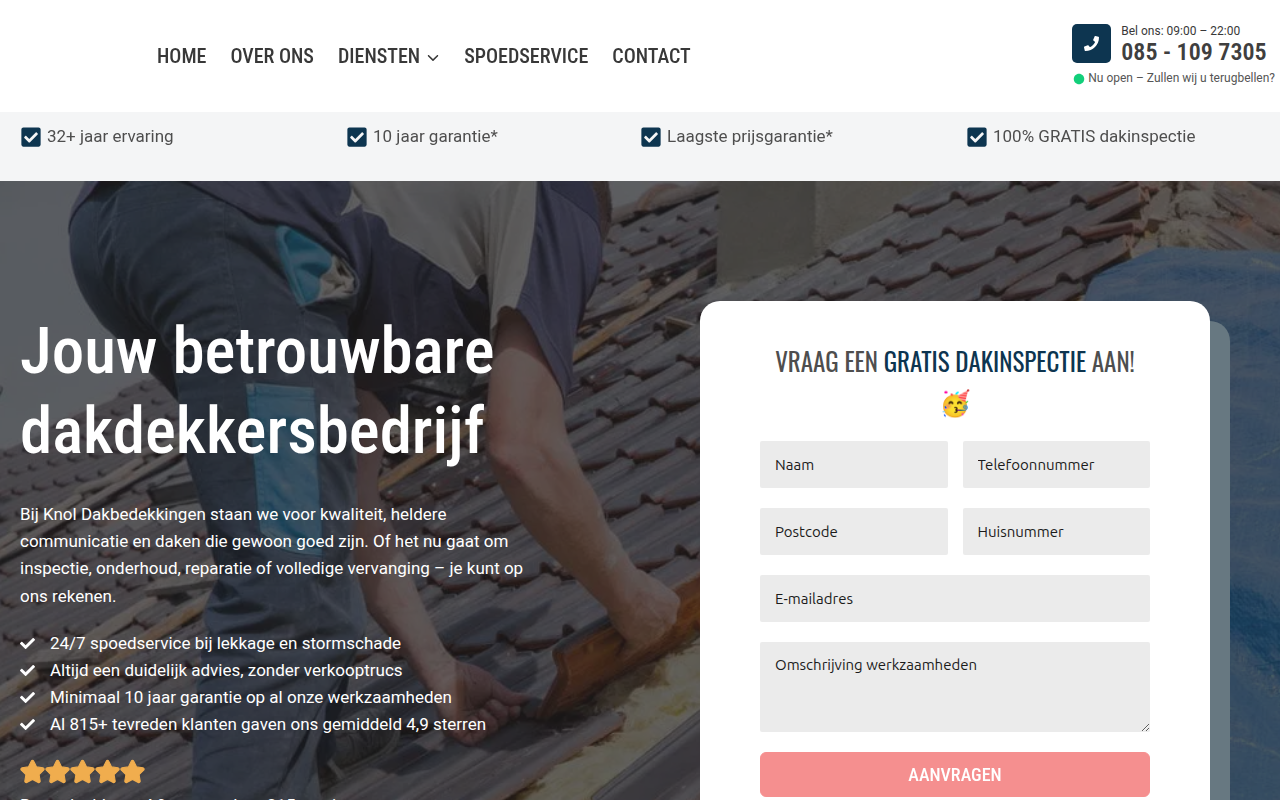 Screenshot van knoldak.nl
