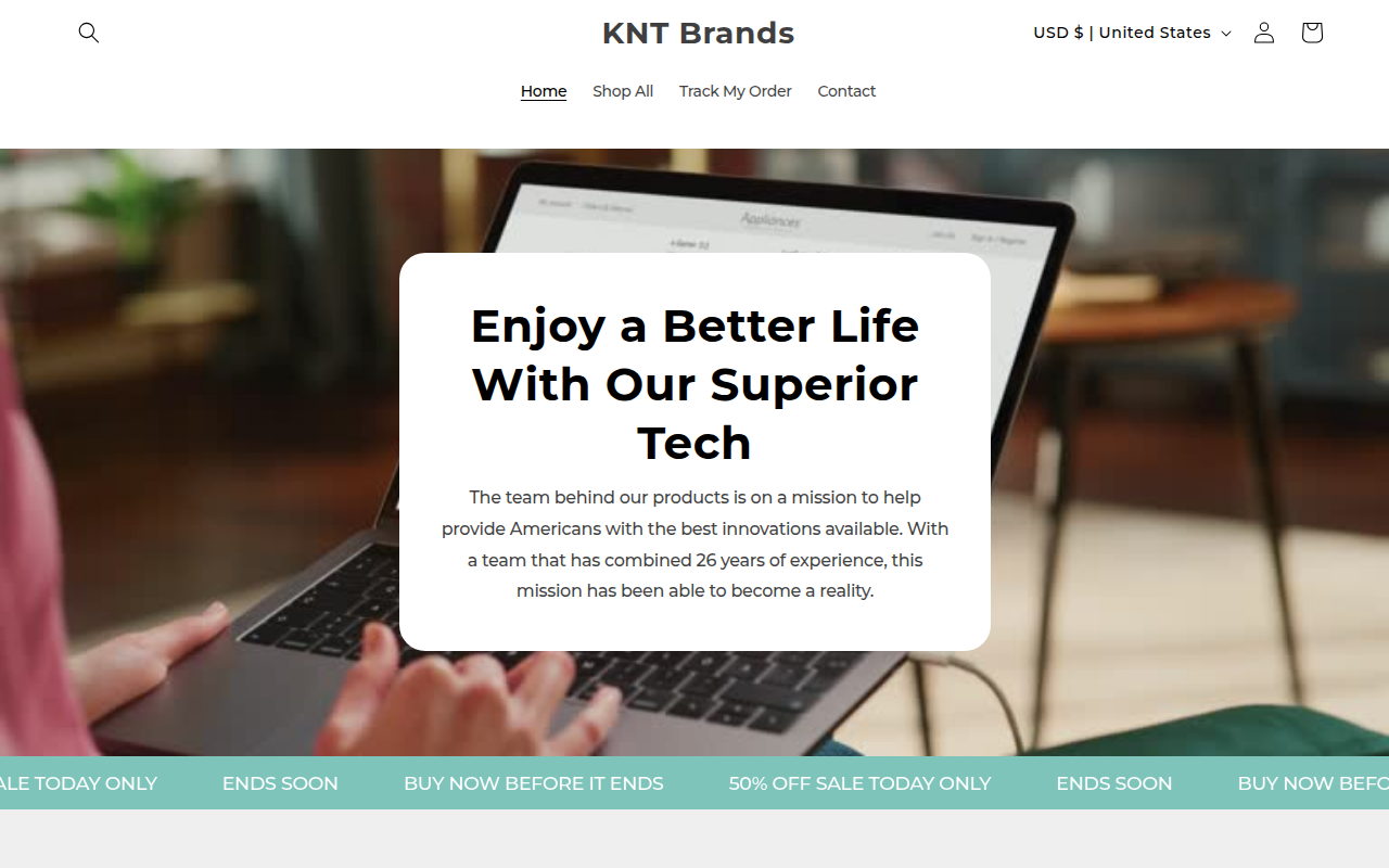 Screenshot van kntbrands.com