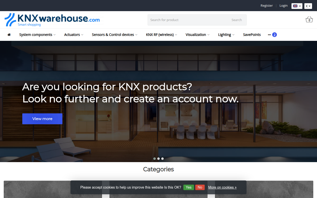Screenshot van knxwarehouse.com