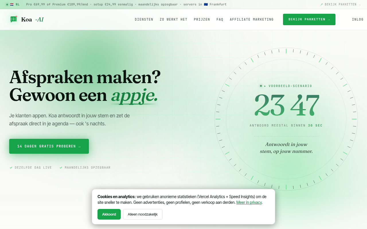 Screenshot van koa-ai.nl