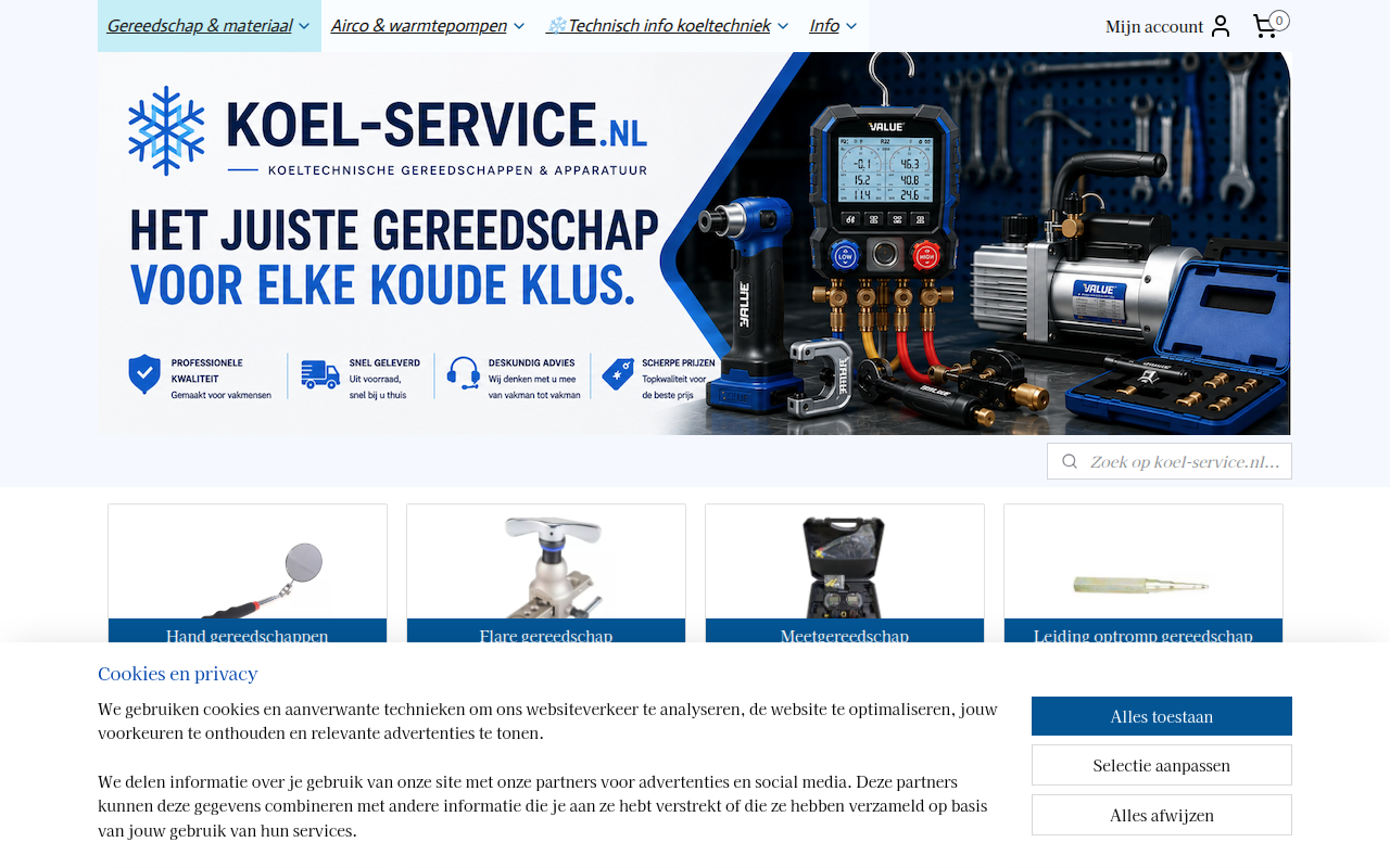 Screenshot van koel-service.nl