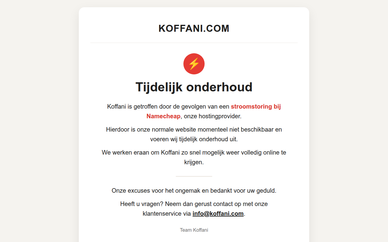 Screenshot van koffani.com