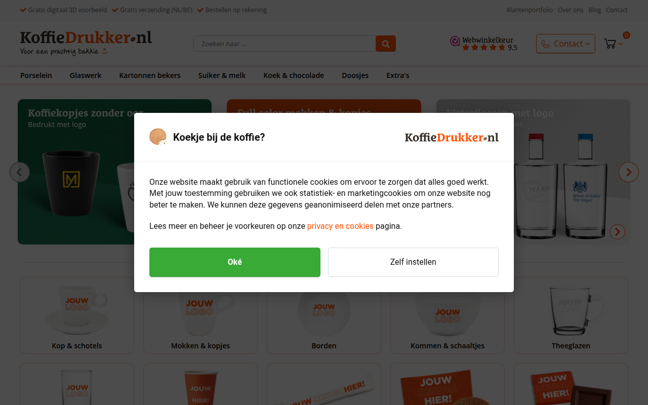 Screenshot van koffiedrukker.nl