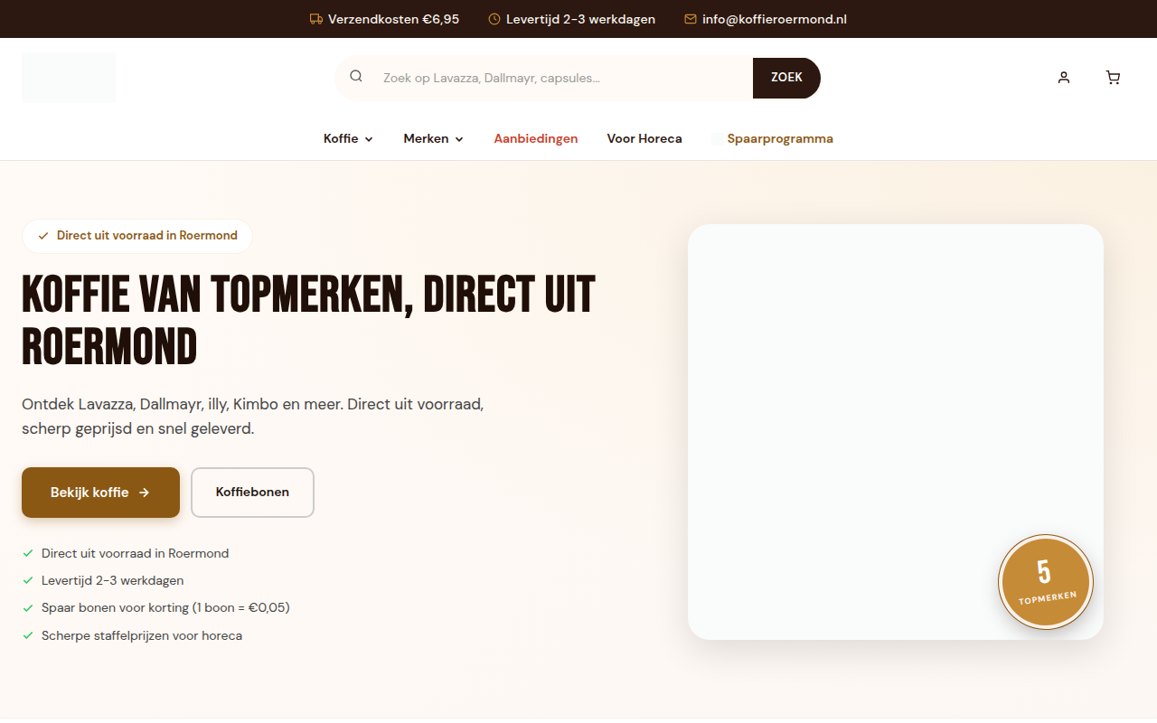 Screenshot van koffieroermond.nl