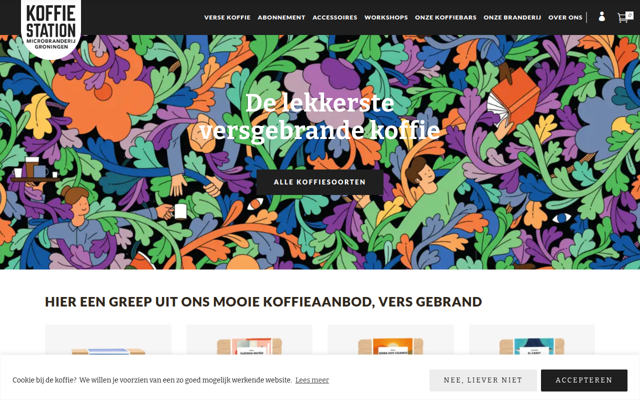 Screenshot van koffiestation.nl