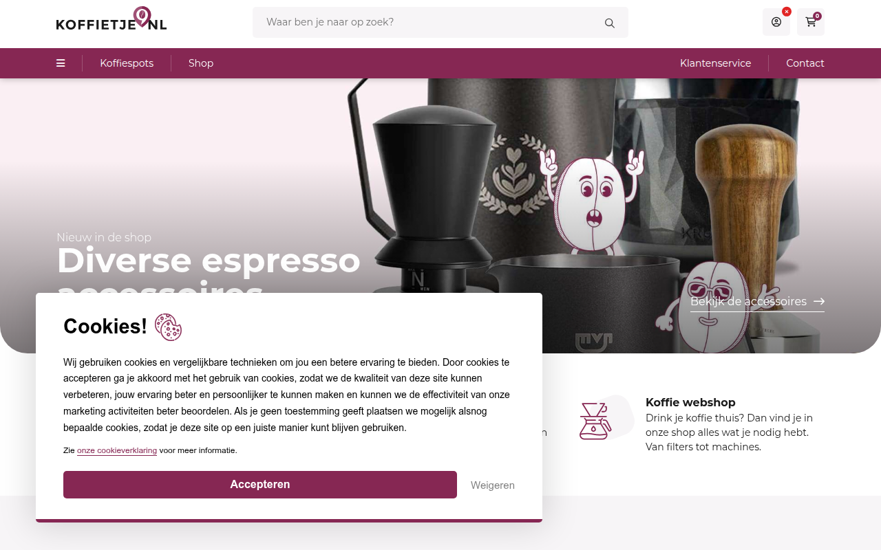 Screenshot van koffietje.nl