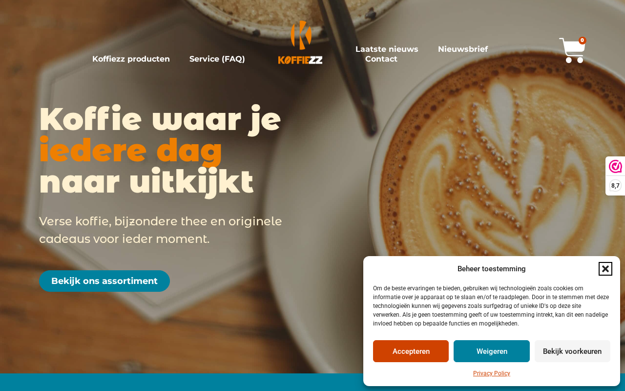 Screenshot van koffiezz.nl