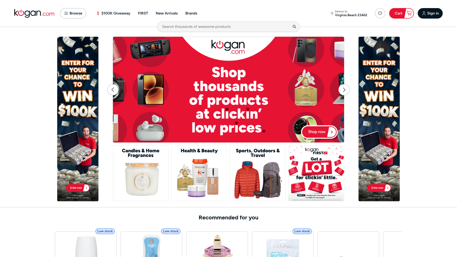 Screenshot van kogan.com