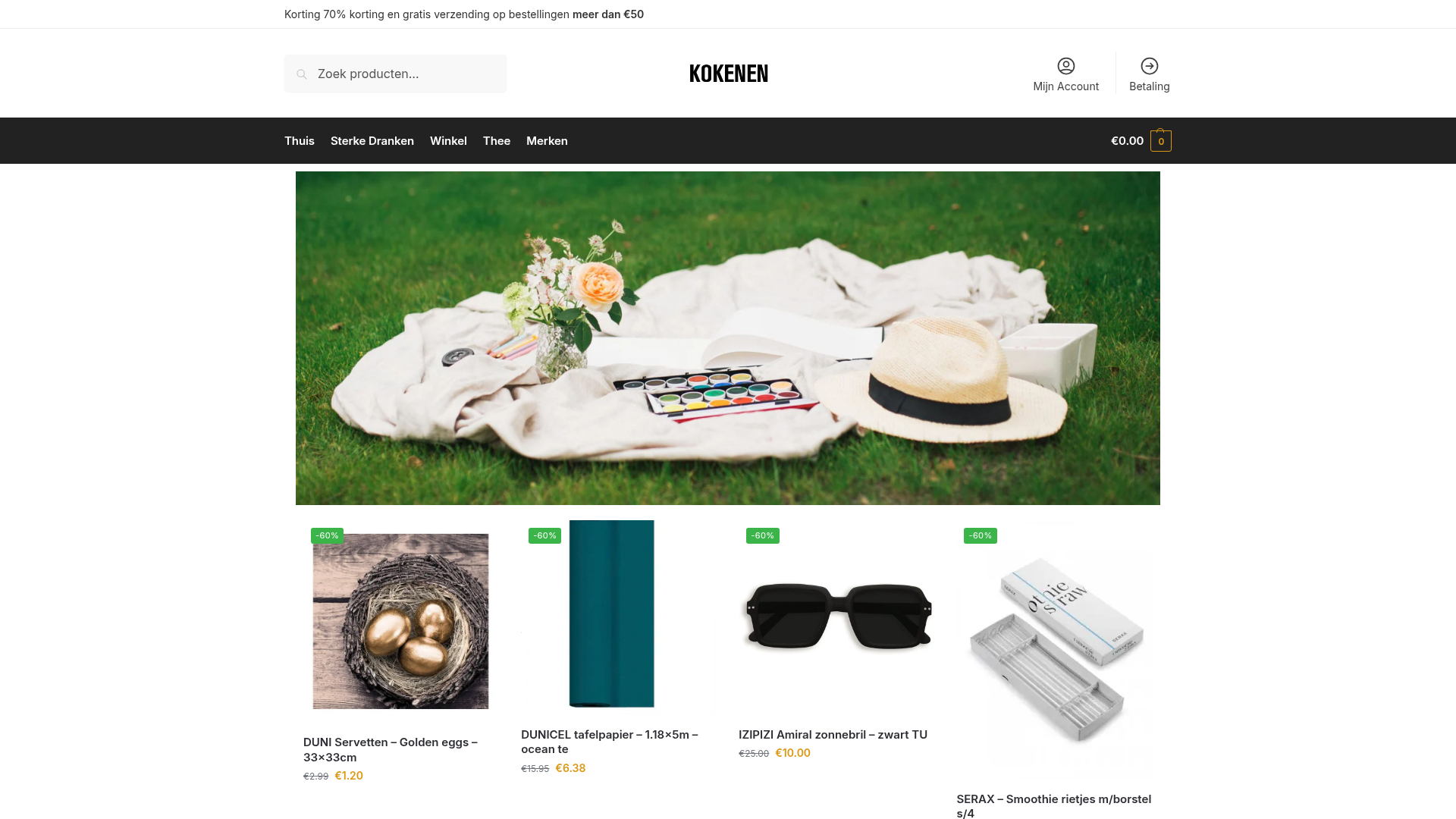 Screenshot van kokenenbakkerswinkel.com