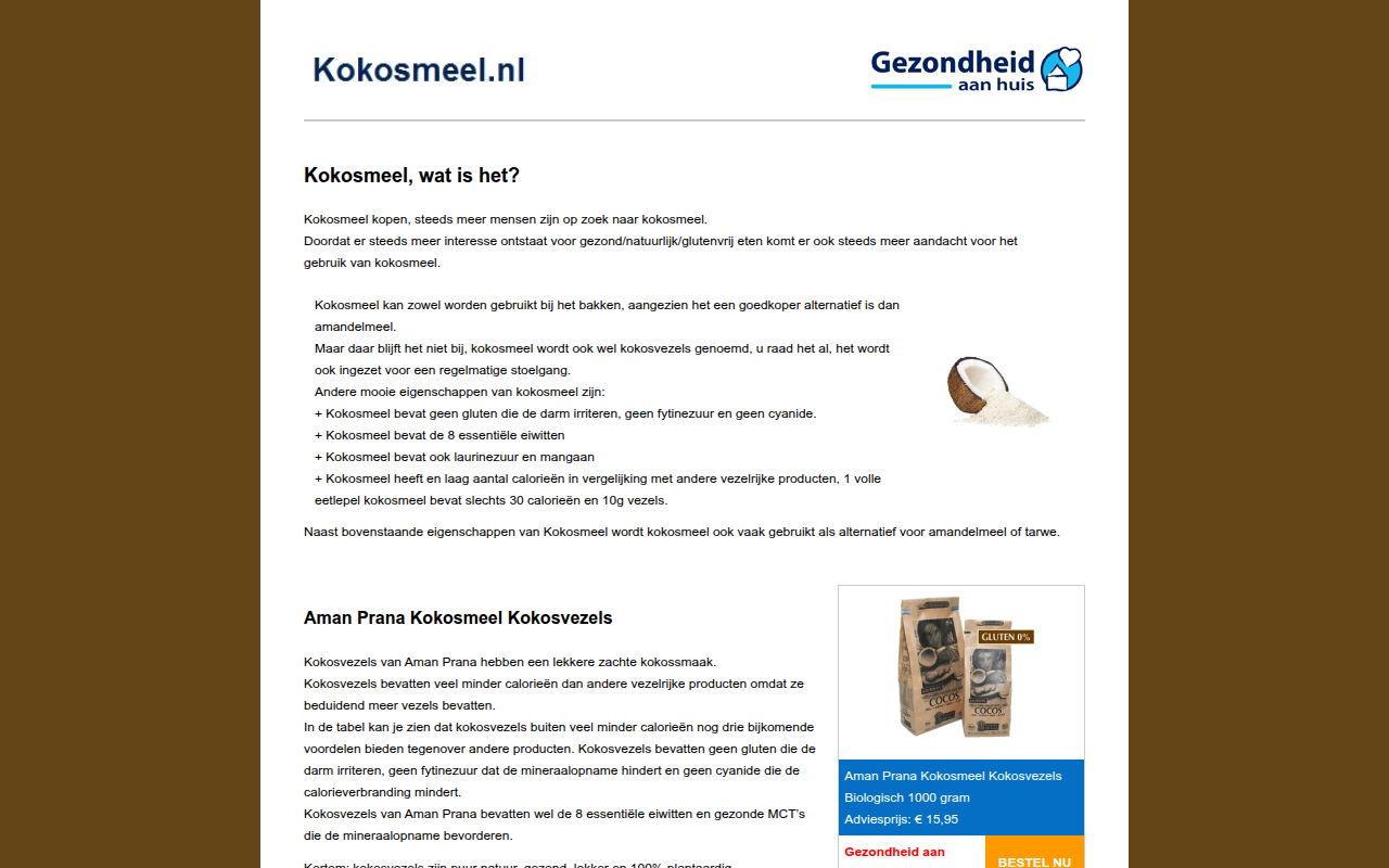 Screenshot van kokosmeel.nl
