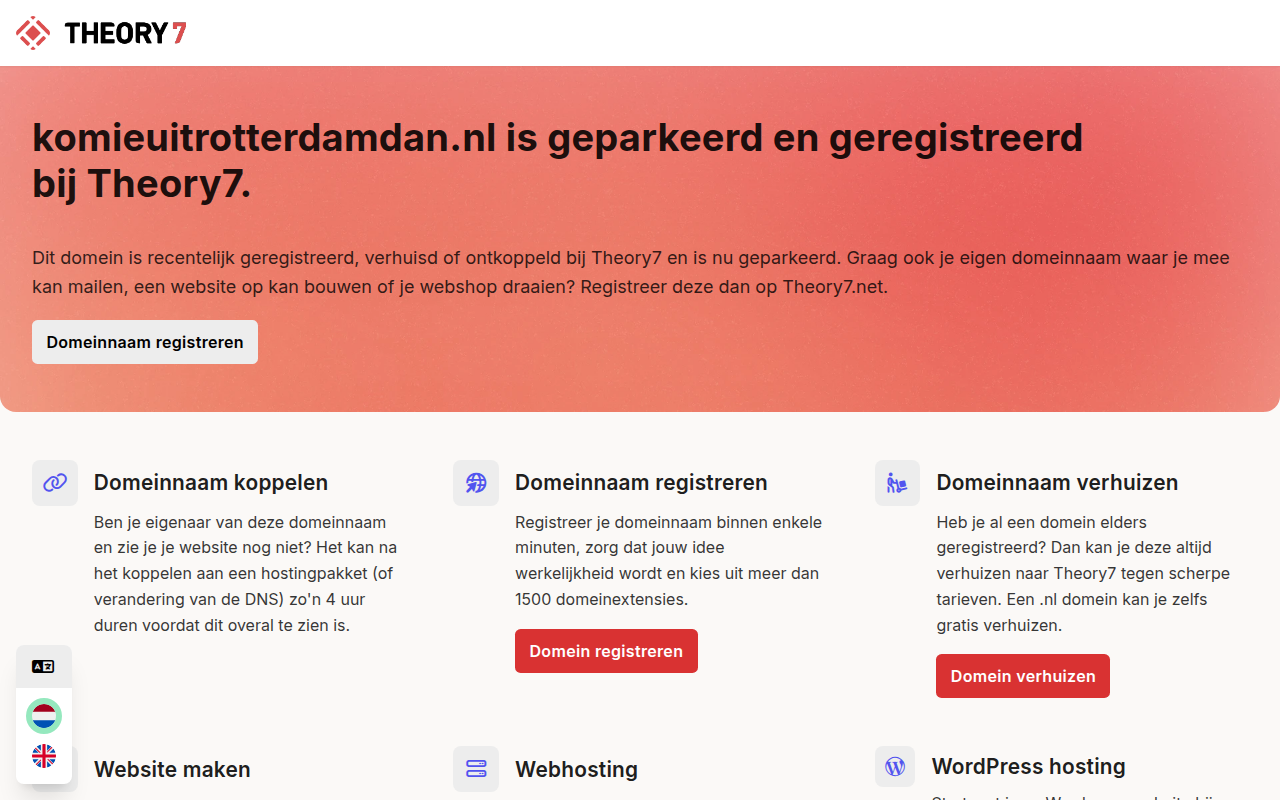 Screenshot van komieuitrotterdamdan.nl