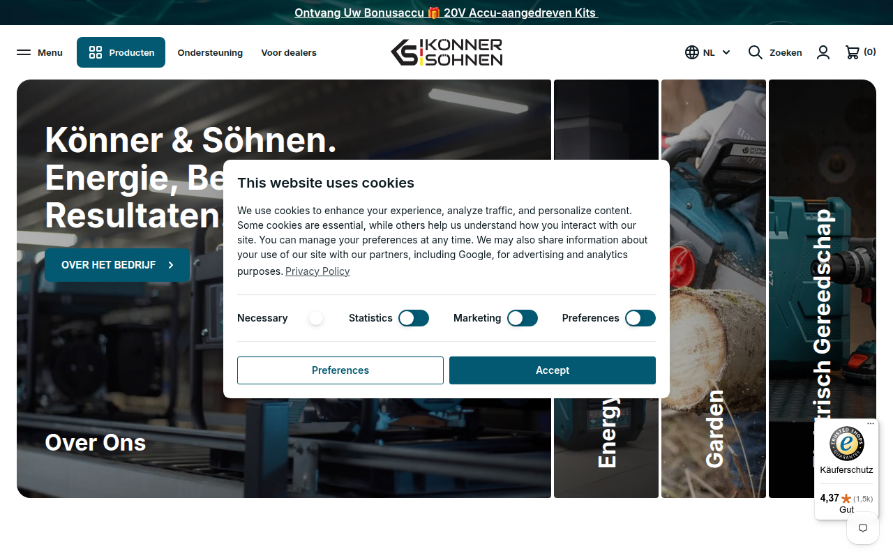 Screenshot van konner-sohnen.nl