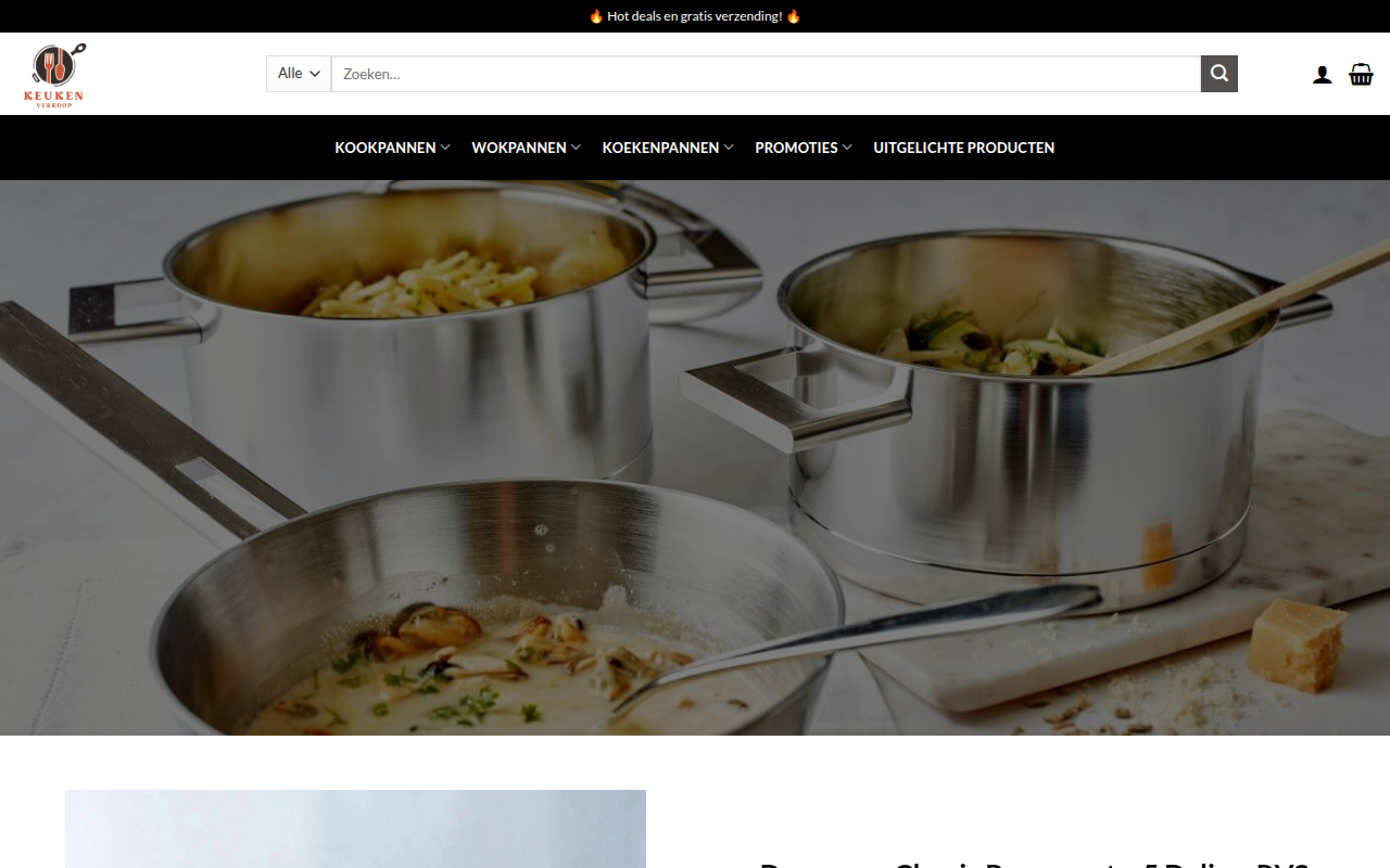 Screenshot van kookpannenkorting.com