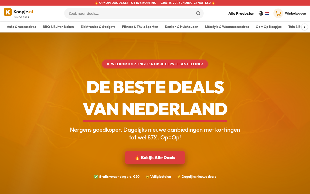 Screenshot van koopje.nl