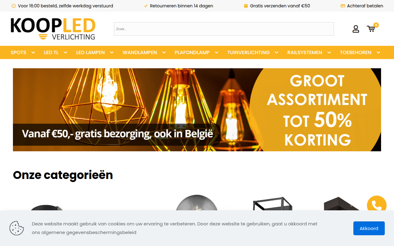 Screenshot van koopled.nl
