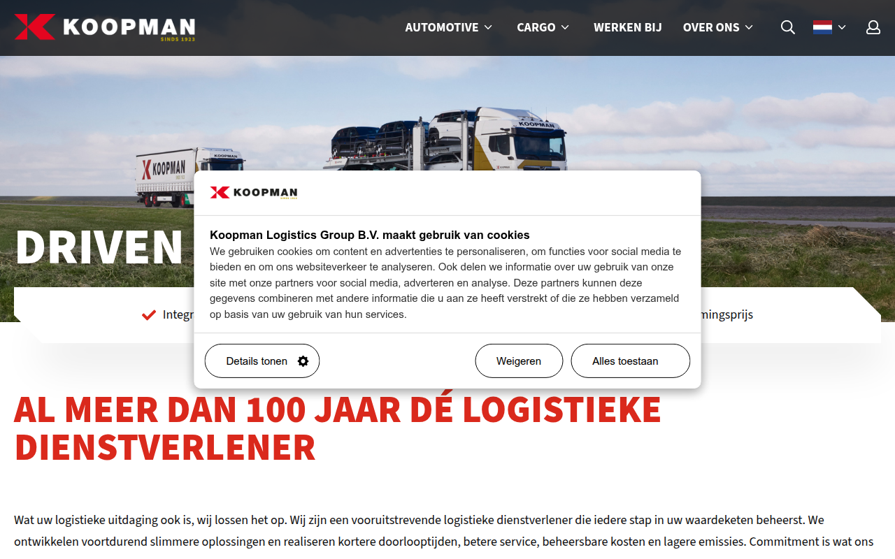 Screenshot van koopman.nl