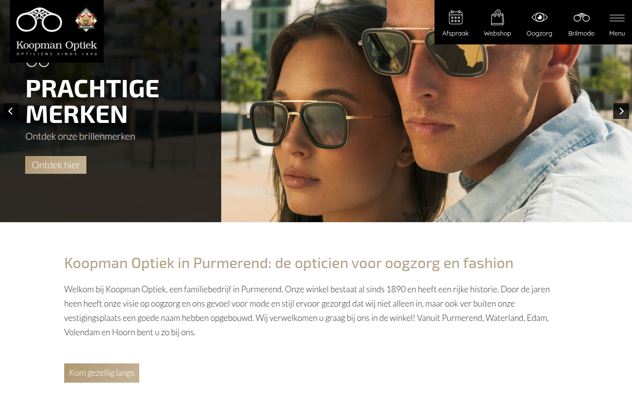 Screenshot van koopman-optiek.nl