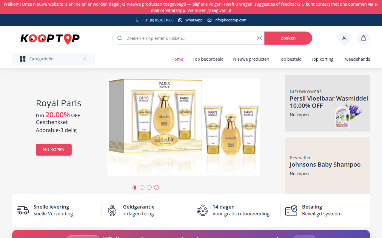 Screenshot van kooptop.com