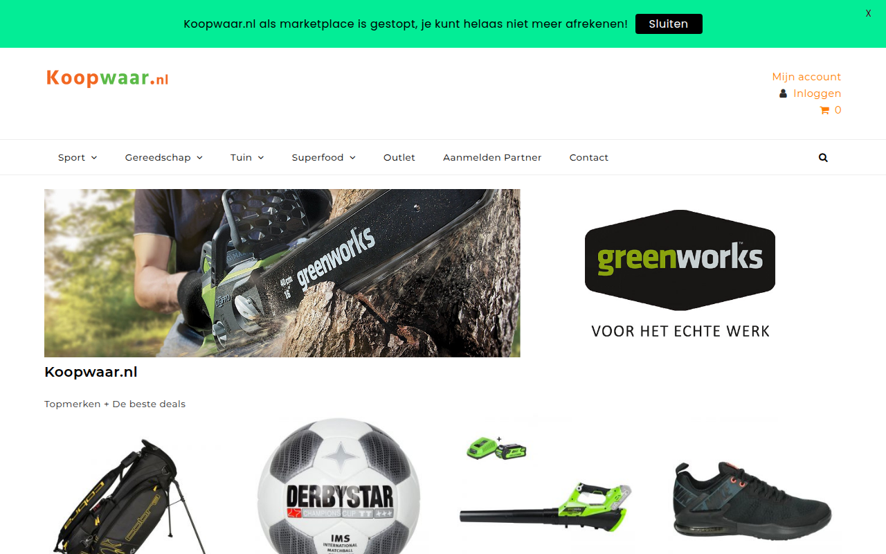 Screenshot van koopwaar.nl