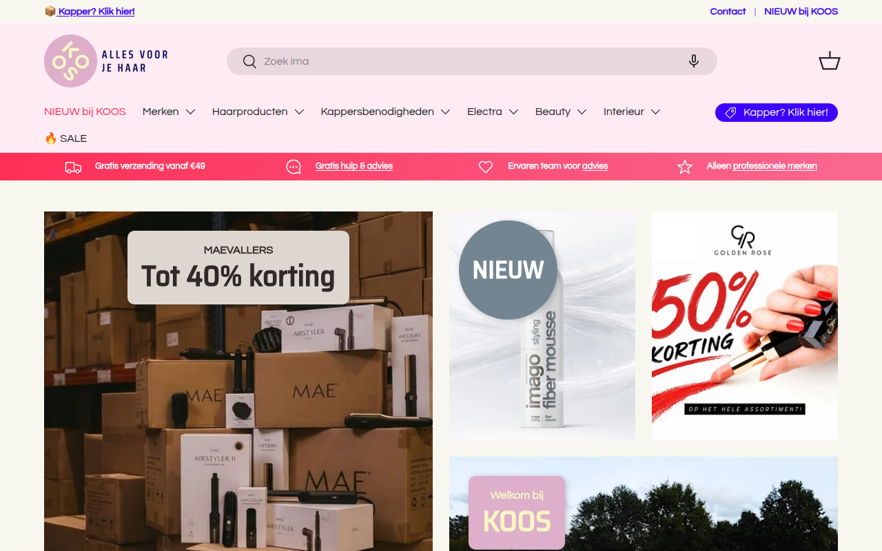 Screenshot van koos.shop