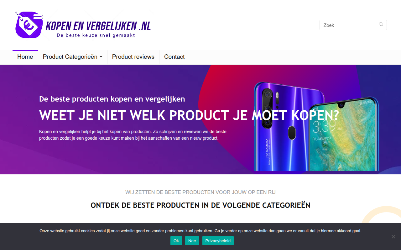 Screenshot van kopenenvergelijken.nl