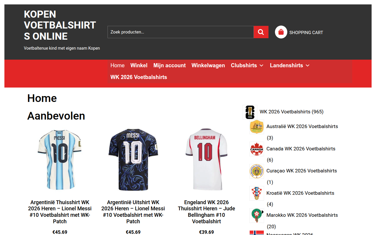 Screenshot van kopenvoetbaltenue.nl