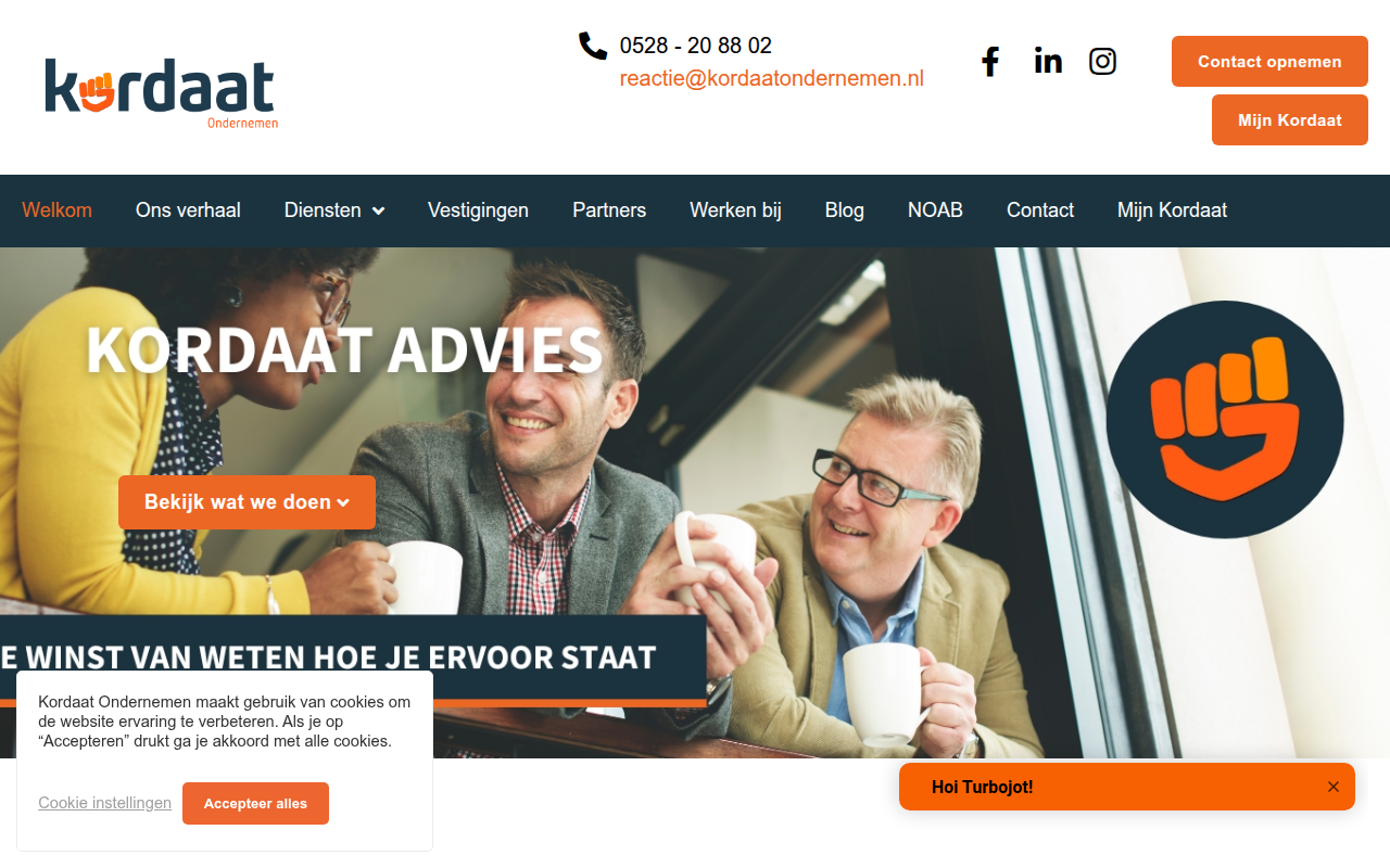 Screenshot van kordaatondernemen.nl