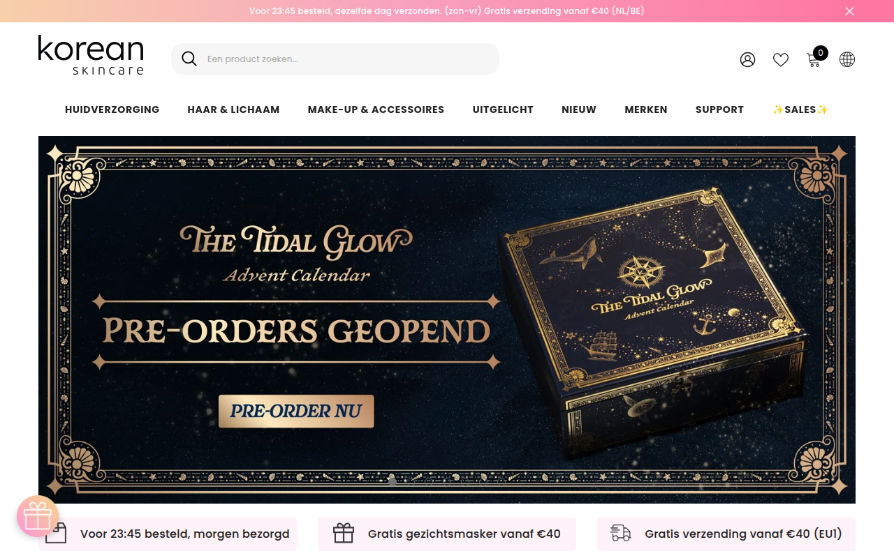 Screenshot van koreanskincare.nl