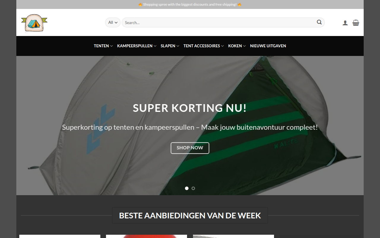 Screenshot van korting-camping.com