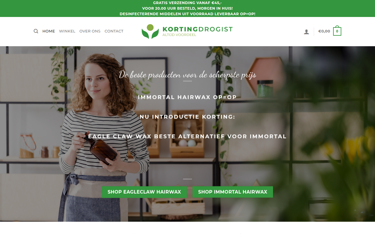 Screenshot van kortingdrogist.nl