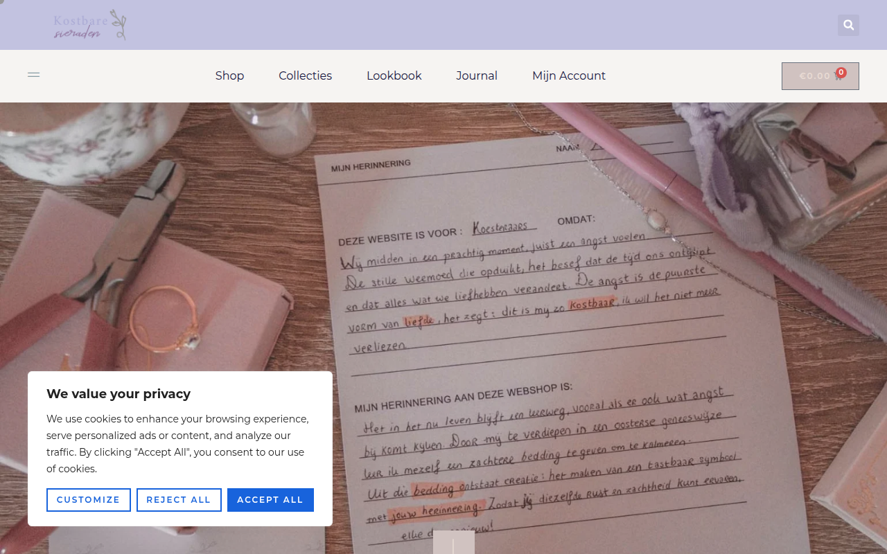Screenshot van kostbaresieraden.nl