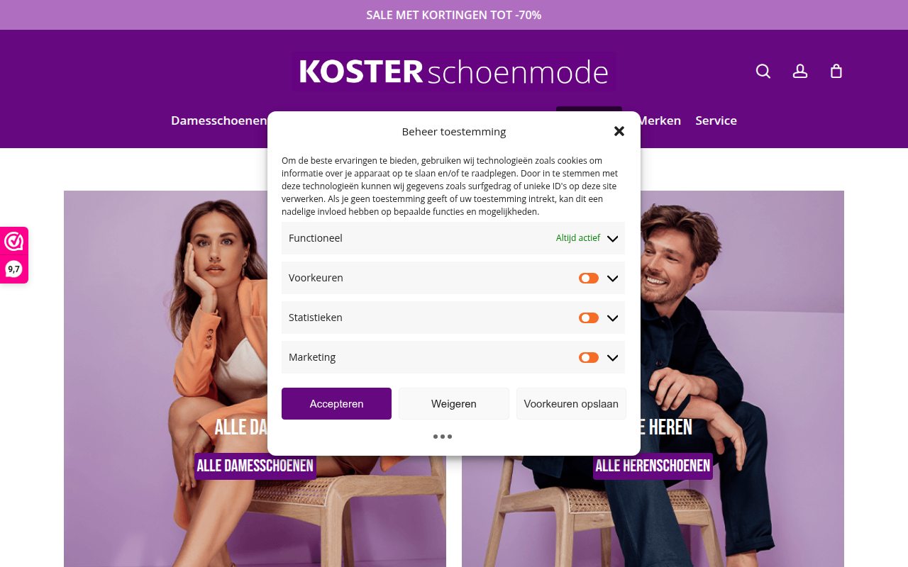 Screenshot van kosterschoenmode.nl