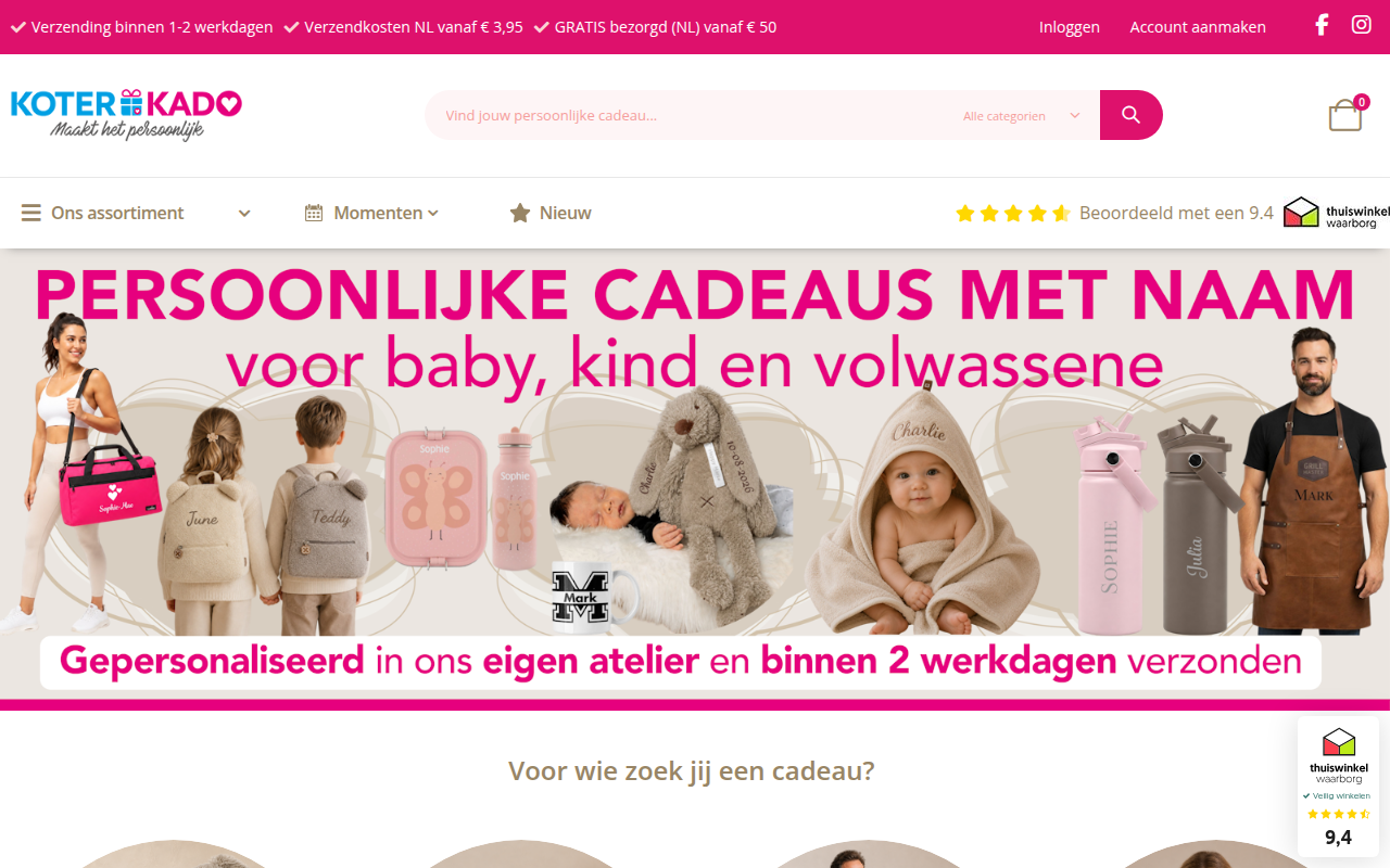 Screenshot van koterkado.nl